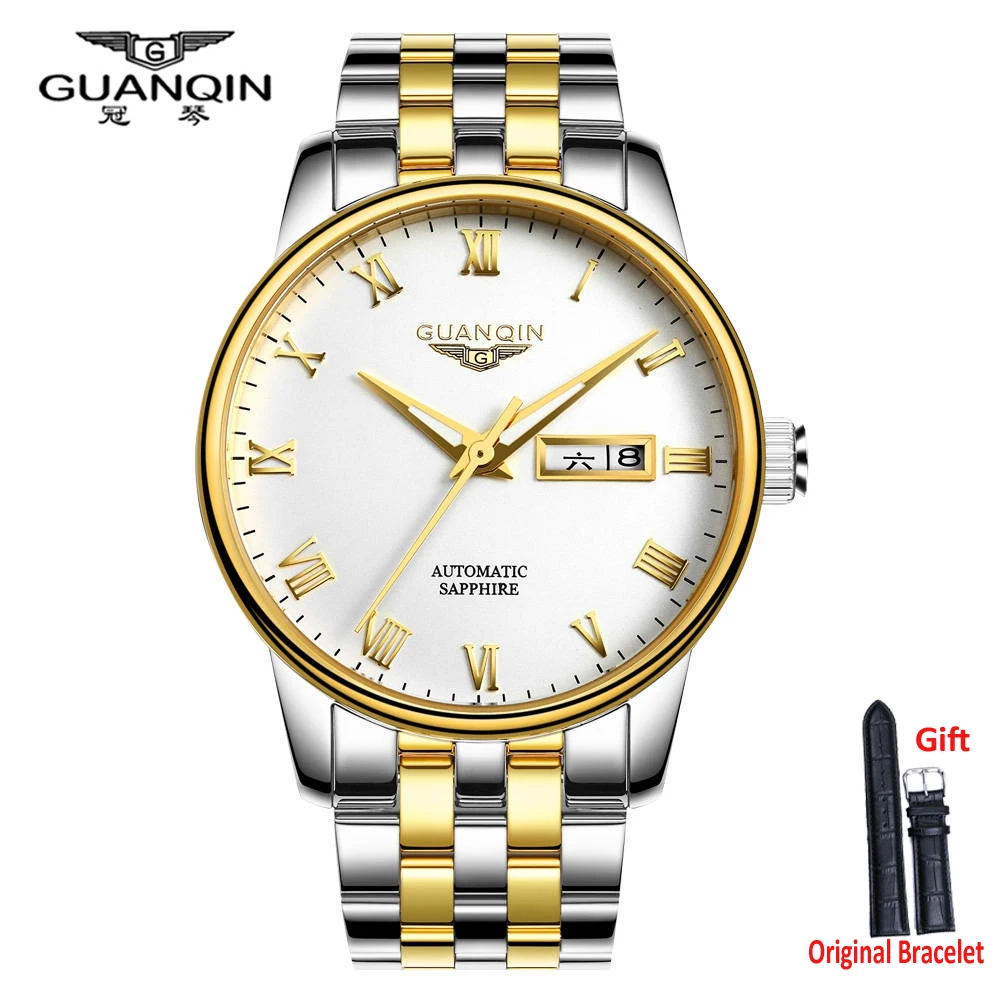 

GUANQIN Original Men's Watch Japan Movement Automatic Mechanical Watches Classic Analog Waterproof Double Week Date Men Watches