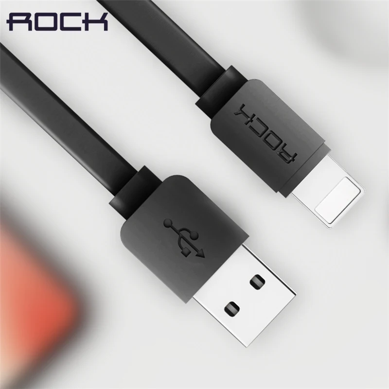 USB Cable for iPhone 8 7 6 6s SE 5s, ROCK Data Sync Flat USB Cable for