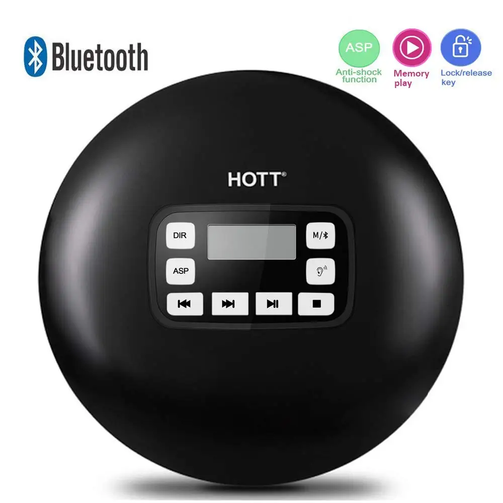 Портативный Bluetooth CD плеер с ЖК дисплеем/разъем для наушников защита от пропуска