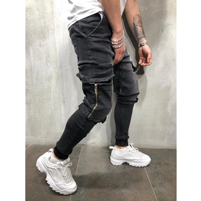 2019 Lado Listrado Jeans Rasgado Moda Streetwear Mens Skinny Jeans Stretch Calças Slim Casual Denim Jeans calças de brim hombre 2019 Lado Listrado Jeans Rasgado Moda Streetwear Mens Skinny Jeans Stretch Calças Slim Casual Denim Jeans calças de brim hombre