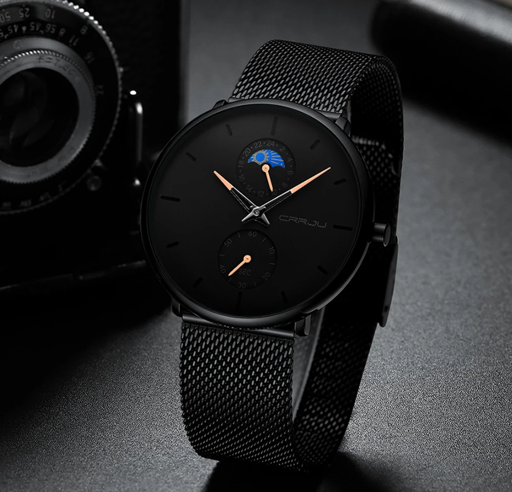 Black Slim Women Men Luxury Elegant Dress es Unisex Ultra Thin Wrist es Para_voghion.com