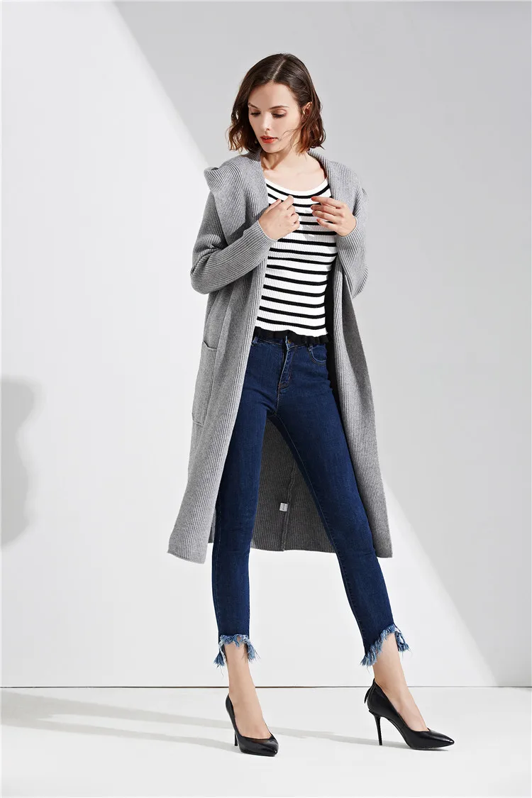 XIKOI new fashion sweater Joker trendy long-sleeved knit cardigan casual pocket solid color Slim warm sweater thick coat (1)