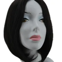 Fei-Show Черный парик Синтетический термостойкий волоконный костюм косплей mocha Волосы средняя часть линии без челки короткие волнистые волосы