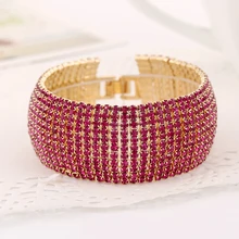 

Fashion Full Rhinestone Wrap Bracelets Jewelry For Women Luxury Crystal Pave Link Bracelet Bangle Wedding Party Accessories