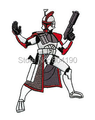 

4" Star Wars Clone Trooper Die-Cut Figure TV Movie Embroidered IRON ON and SEW ON Cool Biker Vest Patch Military Badge