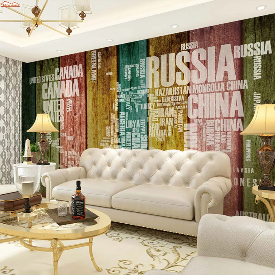 Shinehome Mapa Del Mundo Chino Carta Wallpaper Roll 3d Fondos De