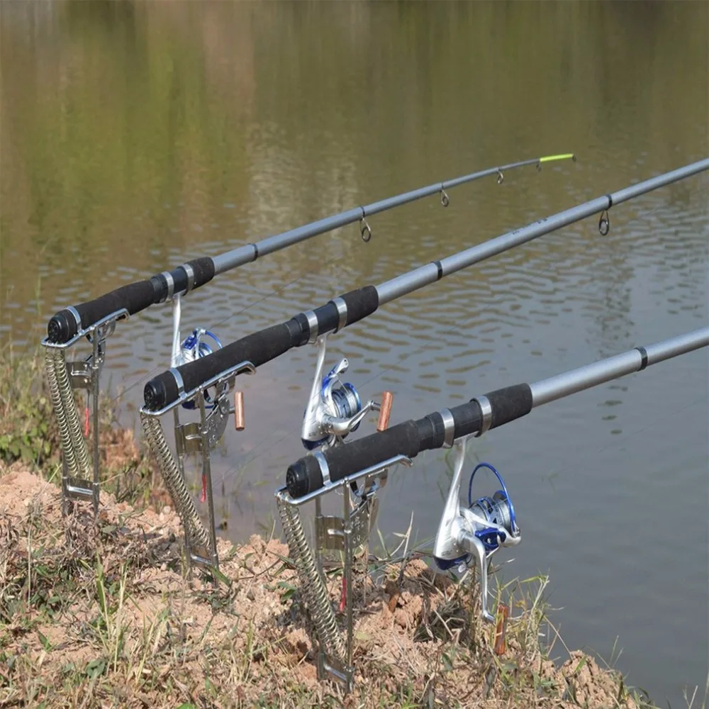 

Automatic Adjustable Tackle Bracket Double Spring Fishing Rod Holder Angle Fish Pole Holding Bracket Outdoor Stainless Steel New