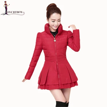 

Winter Coat Women parkas 2019 Mediun long Fashion Jacket Slim Warm Outerwear Solid color Female Coat Autumn Wadded Jacket DD584