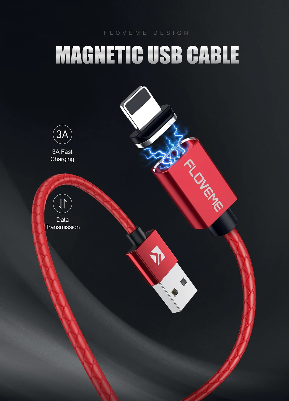 FLOVEME 3A магнитная зарядка usb кабель для Lightning Кабель с разъемом микро-USB типа C для Pocophone f1 Xiaomi магнит Зарядное устройство Синхронизация данных телефона Кабели магнитный кабель