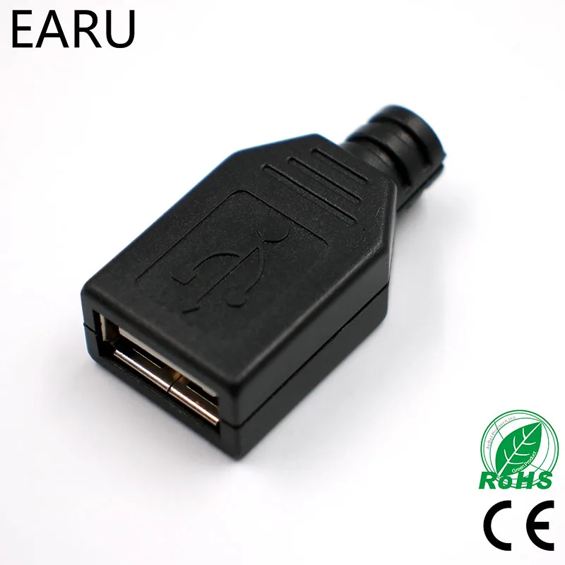 Самодельные Украшения для волос 10 шт Тип у муфтовый стыковочный USB 4 Pin разъем с черной Пластик крышка USB 2,0-соединяющий адаптер, комплектующие детали для автомобиля, PCB, внесение изменений кабель для передачи данных линии