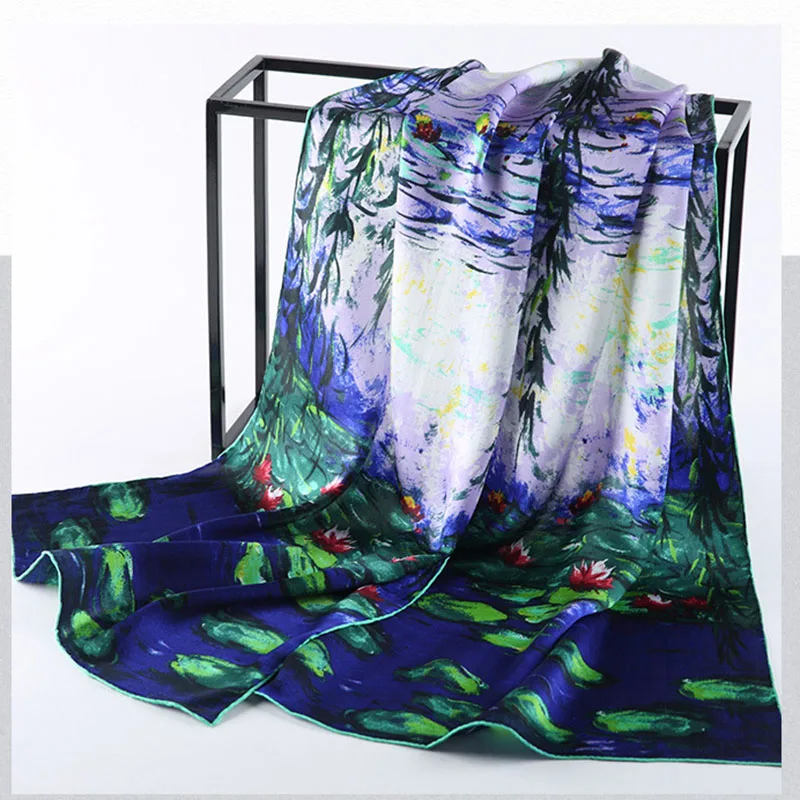 Most Buy pWVnl DANKEYISI New Silk Scarf Van Gogh's Famous Oil Painting Art Works Printed Scarf Women Scarf Luxury Brand Designer Scarves Female