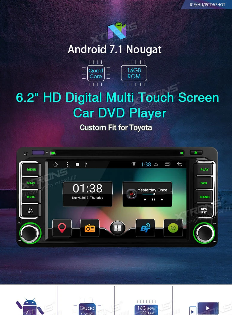 Flash Deal 6.2" Android 7.1 OS Car DVD Multimedia for Toyota Corolla 2000-2006 & Prado 1996-2009 & 4Runner 2002-2009 & Sequoia 2003-2007 0