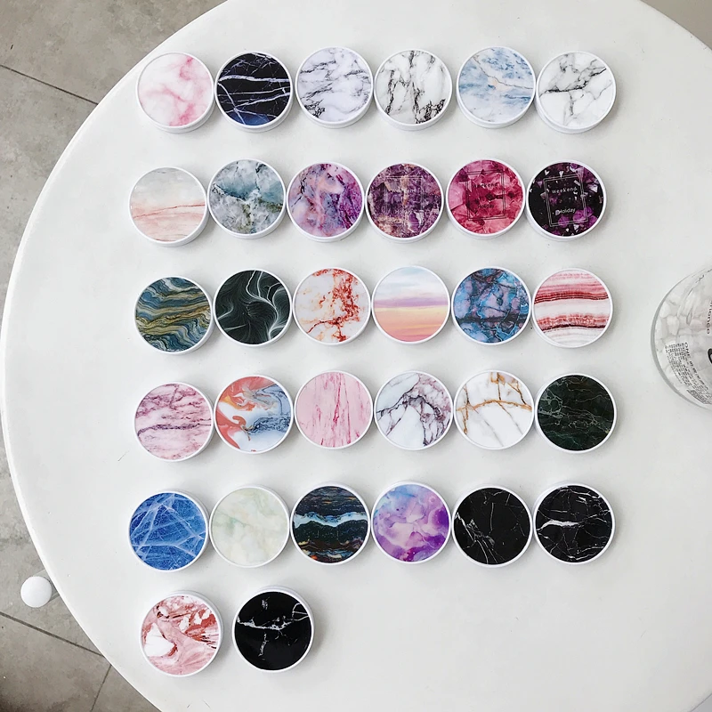 

Glossy Popular Marble Expanding Phone Stand Grip Finger Rring Support Anti-Fall Round Foldable Mobile Phone Holder for Samsung