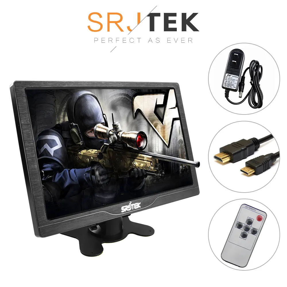 SRJTEK 10 1 &quotHD LCD 1280*800 автомобильный компьютер ТВ дисплей сенсорный экран HDMI