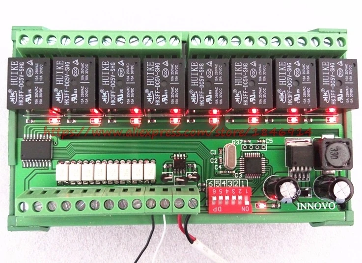 Бесплатная доставка 8 последовательная шина 485 реле Модуль 8 выходной контроль Бортовой компьютер управления реле 8 входов