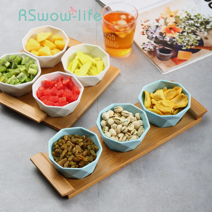 

Household Ceramic Candy Plate Tableware Creative Nut Snack Separator Fruit Ceramic Bowl Soy Sauce Dish For Kitchen Supplies