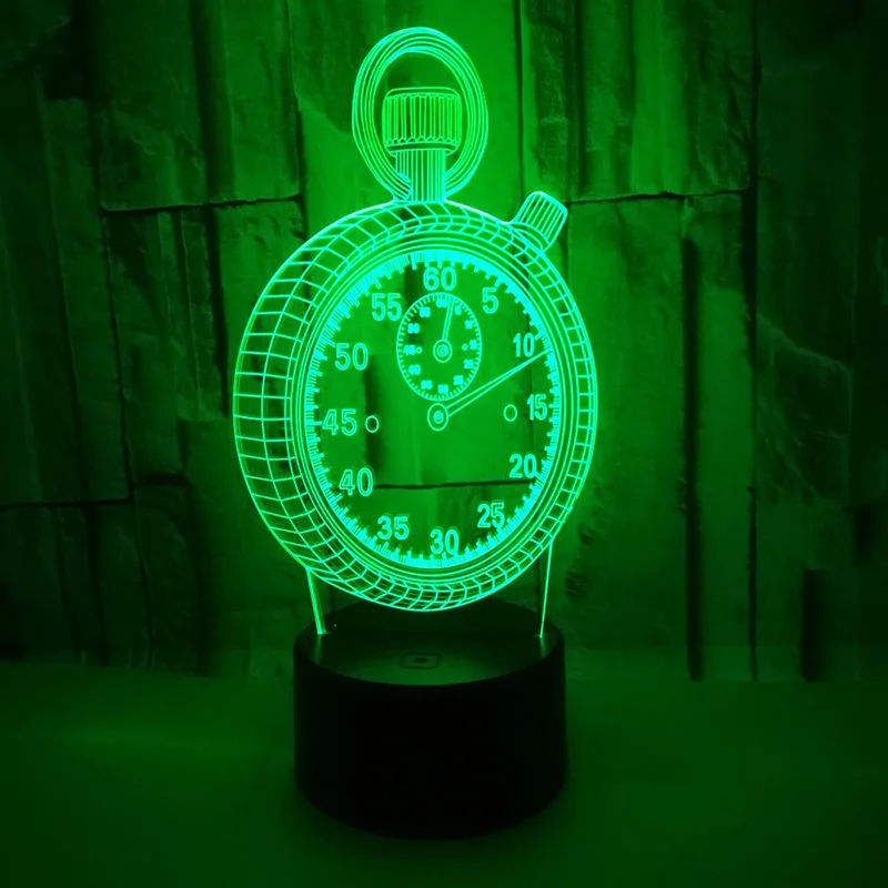 

Home Table Desk Lamp 3D LED Hologram Illusion Night Light Changing Bedroom Lamp Alarm Clock Shape Light Touch Switch
