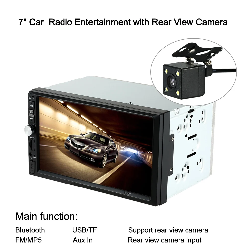 

7''Inch 2 Din Multimedia Car Radio Player Bluetooth Autoradio Audio with Rear View Camera for Toyota VW Volvo Honda GMC Hyundai
