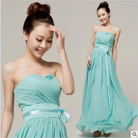 2019 Cheap New Long Chiffon Mint Green Bridesmaids Dresses  