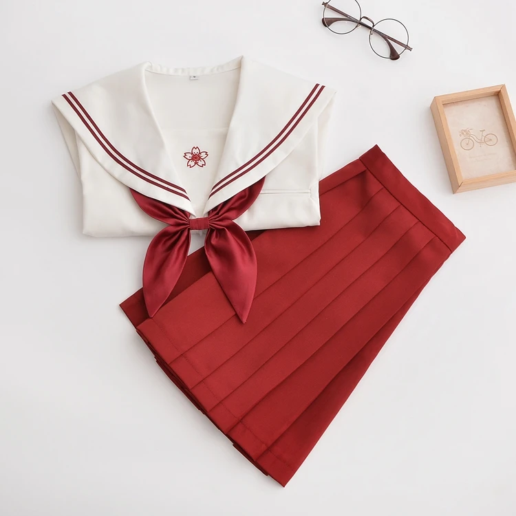 Японский Корейский аниме для девочек Карнавальный костюм Сакура вышитые школьная форма для милых девочек костюм моряка JK студент
