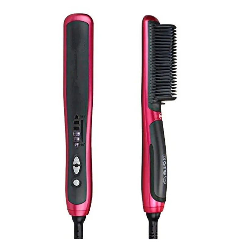 

2019 Multifunctional Quick Styler beard straightening comb Hair Straightener Comb LCD Heated Ceramic Straightening Brush