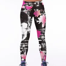 Высокая талия 3d принт череп человека Готический женские леггинсы для фитнеса Джеггинсы сексуальные леггинсы бегает повседневные брюки для пробежек Мода Тонкий легинсы