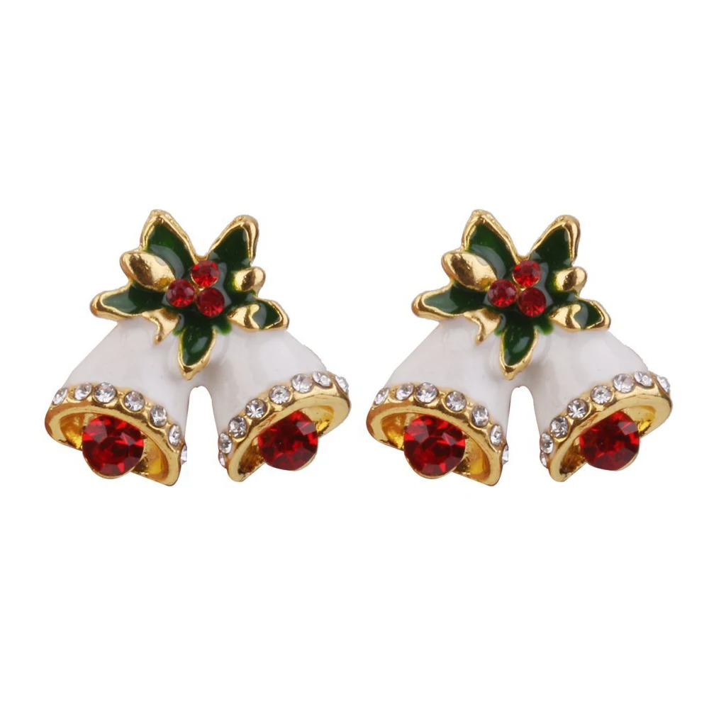 

Christmas Jingle Bells Pattern Ear Studs Xmas Gift Colorful