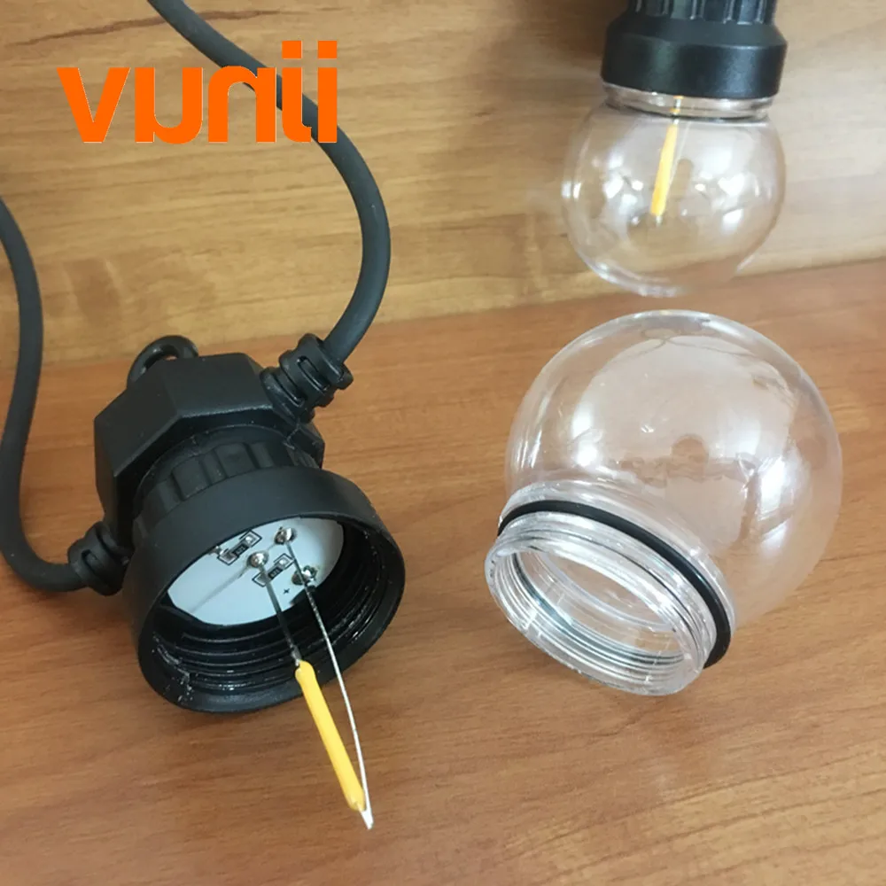 VUNJI IP65 прозрачный шар G50 лампа накаливания соединяемые наружные гирлянды для