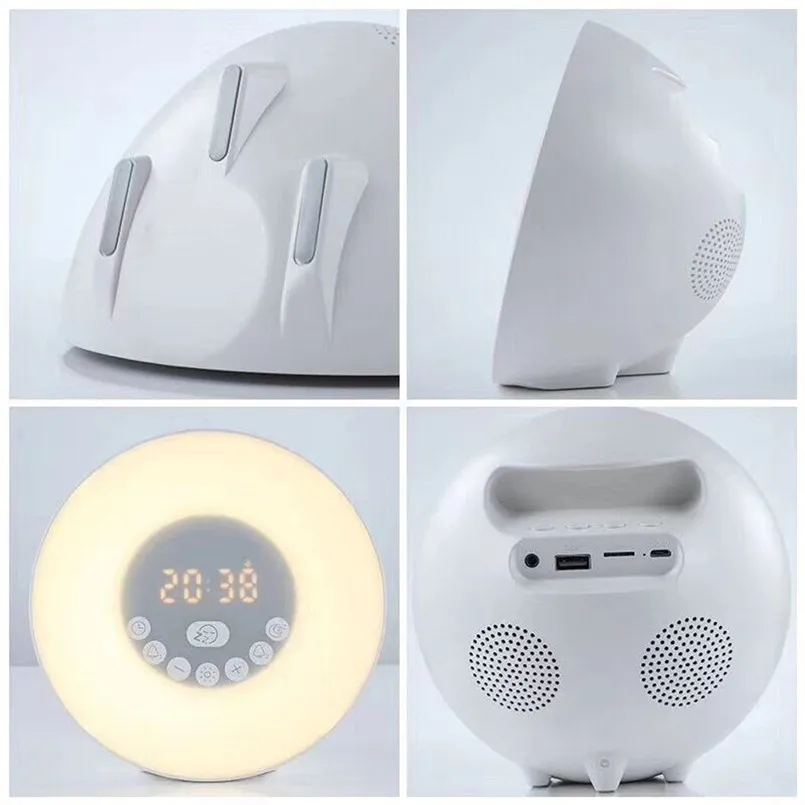 2 IN 1 FM Radio Wake Up Light Alarm Clock Sunrise Simulation Bluetooth Speaker Digital LED FM 7 Colors Touch Control 40MAY605