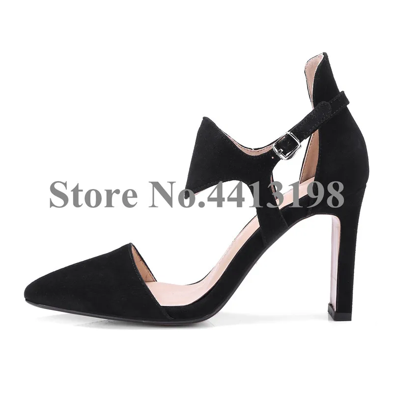 attaché Pointu Haute Concise Bout Super Picture Femmes As Picture Casual Talons Sangle Chaussures as Troupeau Talon Noir Pompes Croix Boucle y74xwYq1f7
