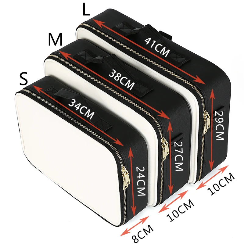 Beste Lederen Clapboard Cosmetische Tas Professionele Make Up Box Grote Capaciteit Opslag Handtas Reizen Insert Toilettas Make Up Koffer