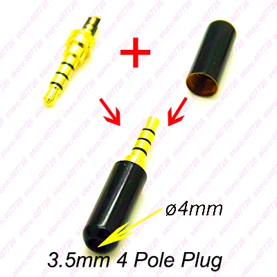 Высокое качество 4 шт. DIY Золотой 4P 3,5 мм наушники гнездо+ 4-полюсный штекер мужской аудио стерео разъем с винтовой гайкой разъем PJ-3991