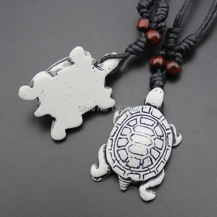 Горячая 12 шт имитация кости яка резьба Lucky Surfing Turtles кулон регулируемый шнур ожерелье амулет в подарок MN329