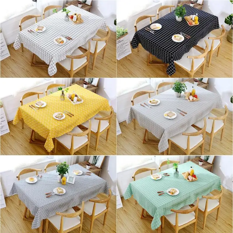 

Table Cloth Rectangular Plaid Decorative Linen Tablecloth Waterproof Oilproof Wedding Dining Tea Table Cover Cloth