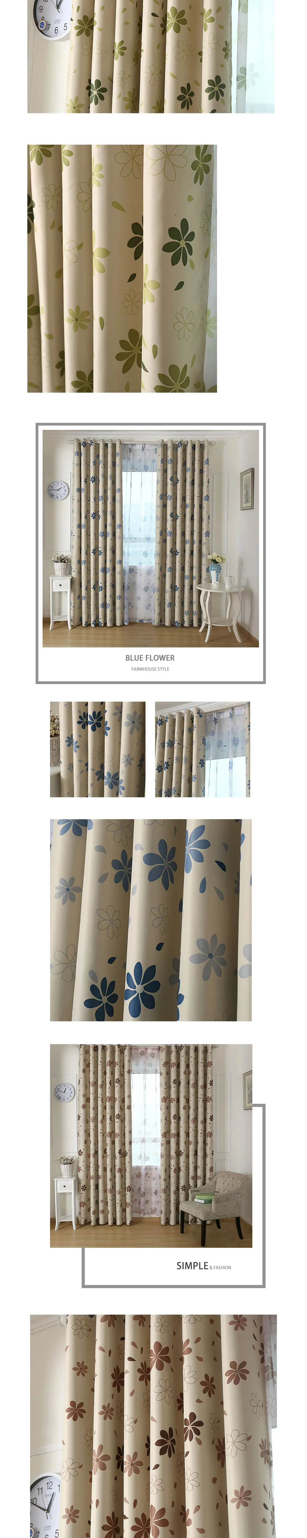 ZG100 NAPEARL Floral Pastoral High Shading Blocking Curtain for Living Room Matched Gauze Voile Sheer Printed Decoration Quality Dapes (2)