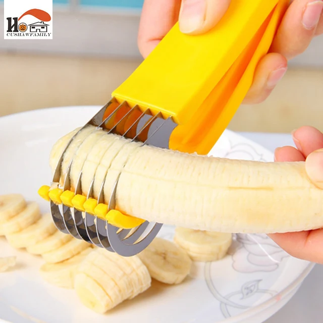 cushawfamily stainless steel banana slicer fruit cutter cucumber cushawfamily stainless steel banana slicer fruit cutter cucumber chopper salad blade ham sausage slicer home kitchen