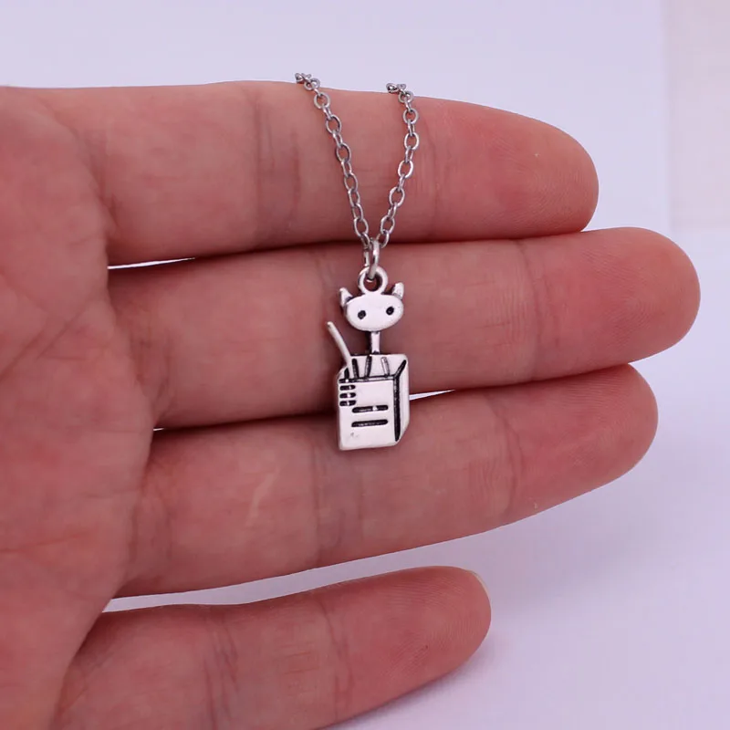 

hzew cute cat in box pendant necklace kitty necklaces jewllery gift