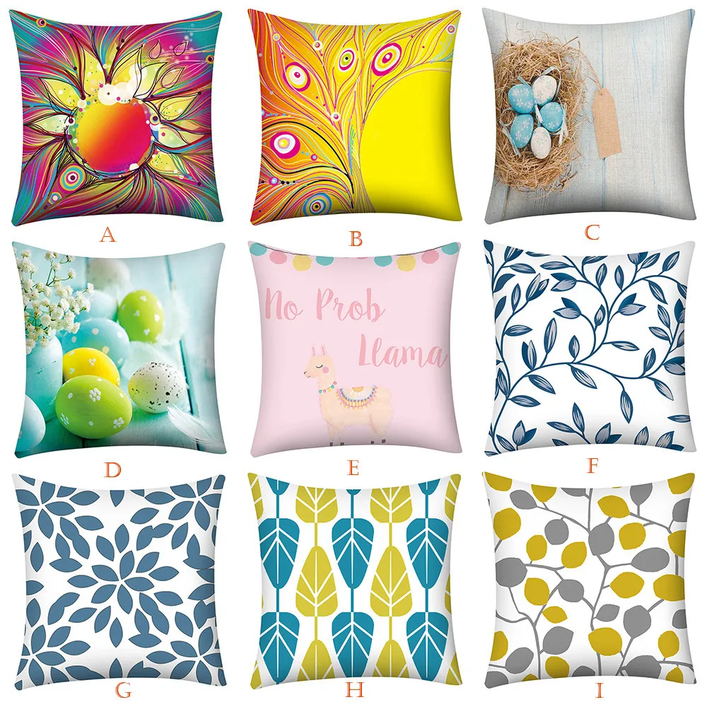 

Silk pillowcase Print Pillow Case Eco-Friendly Nordic decorative pillow case almofadas 45x45cm