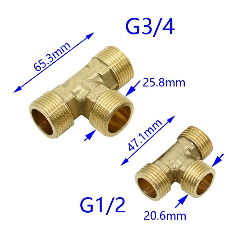 1/" 3/4" фитинги BSP с наружной резьбой тройник разъем Т-образным ремешком 3 Way латунных фитингов адаптер переходник разъем адаптера для воды, 1 шт