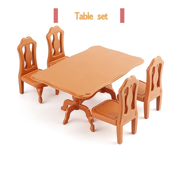 دعوى ل Sylvanian الأسرة البسيطة غرفة الأثاث الكراسي مكتب و 4 دعوى ل 1:12 بيت الدمية ألعاب أطفال هدية الكريسماس