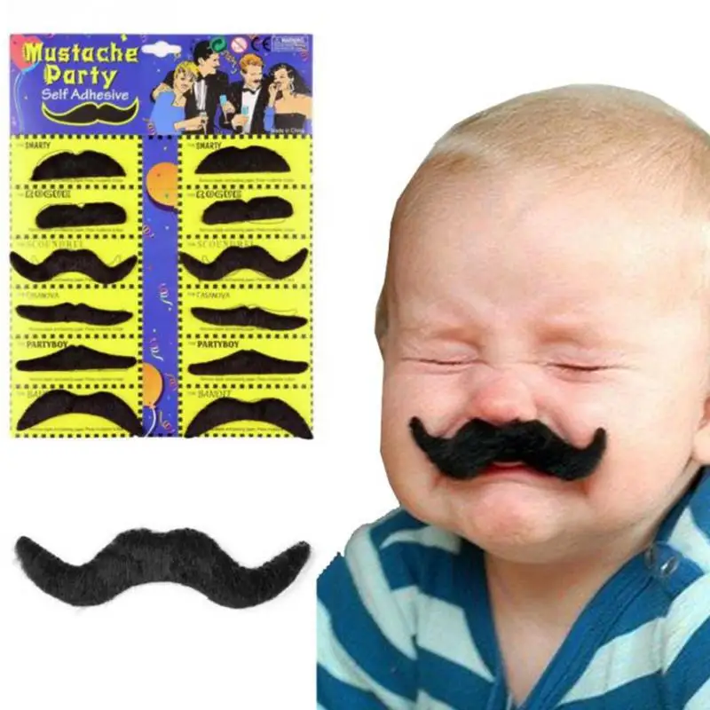 12pcs/set Costume Party Halloween Fake Mustache Moustache Funny Fake