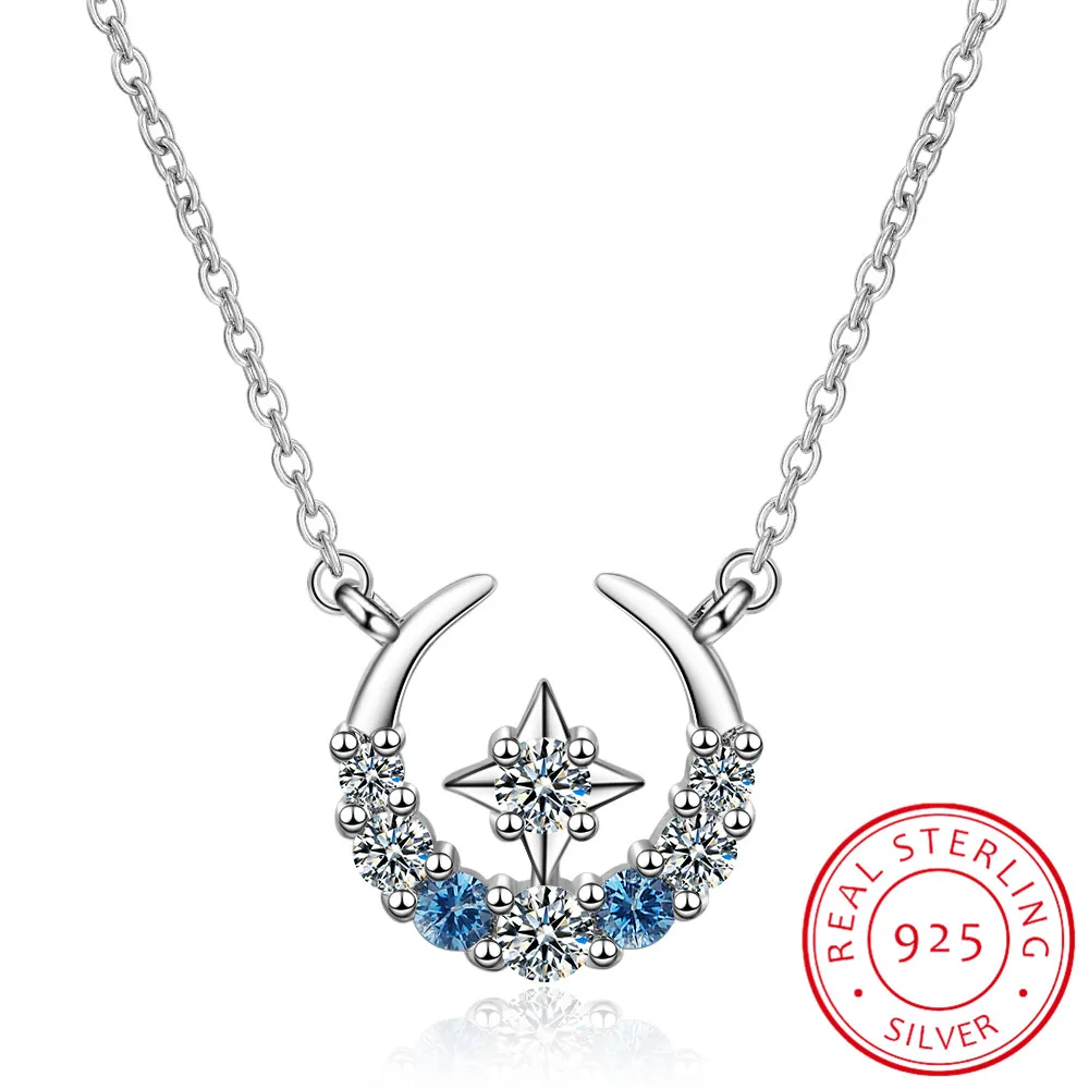 

Moon Star 925 Sterling Silver Meteor Garden Slip Falling Meteor Micro-Inlaid Clavicle Chain Temperament Female Necklace SNE295