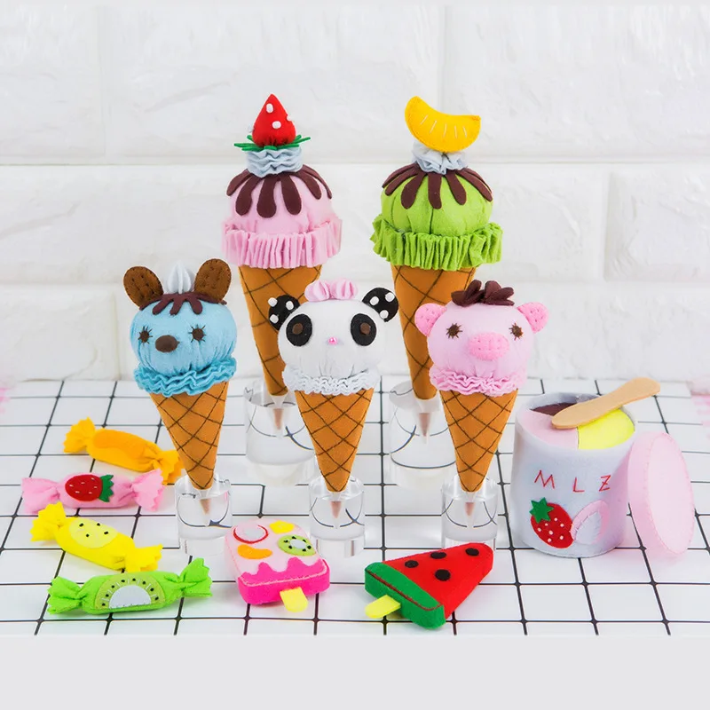 

DIY Sewing Felt Cute Animal Ice Cream /Cloth Candy Handmade Craft with kids For kindergarten Manual work Felt DIY Package