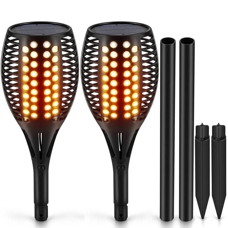 

Waterproof 96 LED Flame Torch Lights Flickering Torches with Realistic Flames Solar Powered IP65 Waterproof