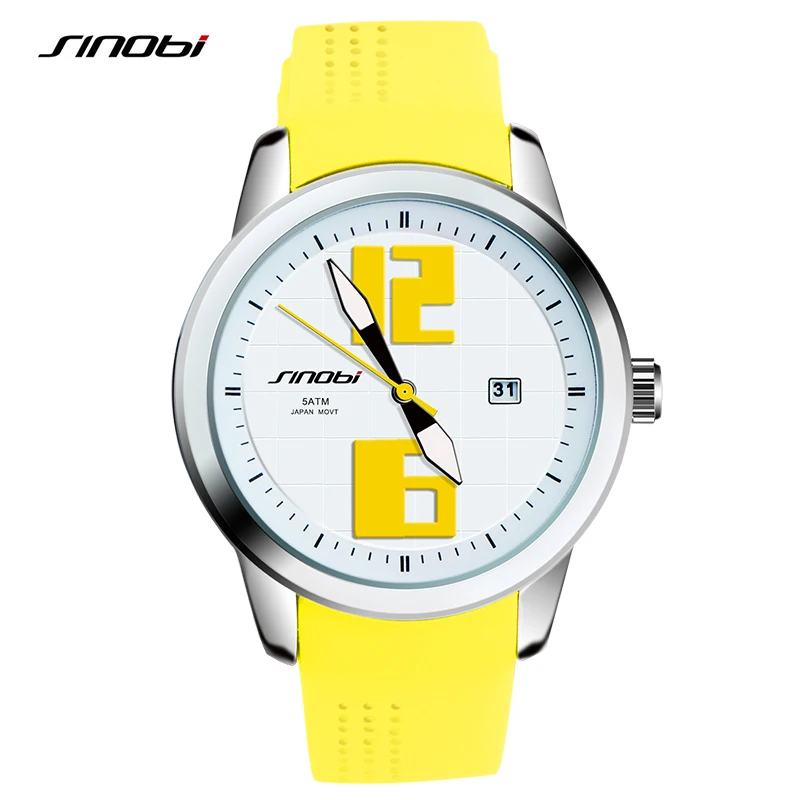 

SINOBI Fashion Women Wrist Watches Luxury Brand Rubber Watchband Females Quartz Clock Ladies Wristwatch Montres Femmes 2017 F84