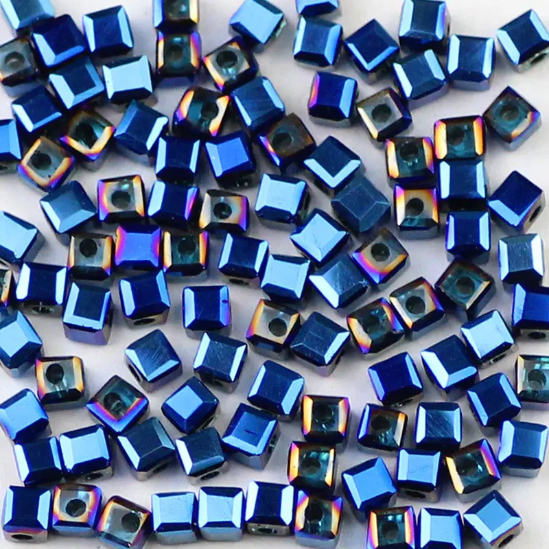 BTFBES квадратной формы Австрийские акриловые бусины квадрат 3 мм 100 шт стеклянные бусины для рукоделия детей - Цвет: FK3101 Sapphre blue