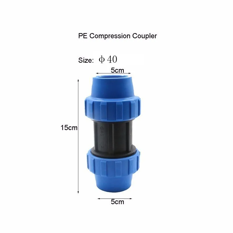 1 шт. HDPE компрессионная муфта пластиковая ПП нить орошения трубы Быстрый разъем микро Спринклерные фитинги снижение муфты PN16 - Цвет: 40mm