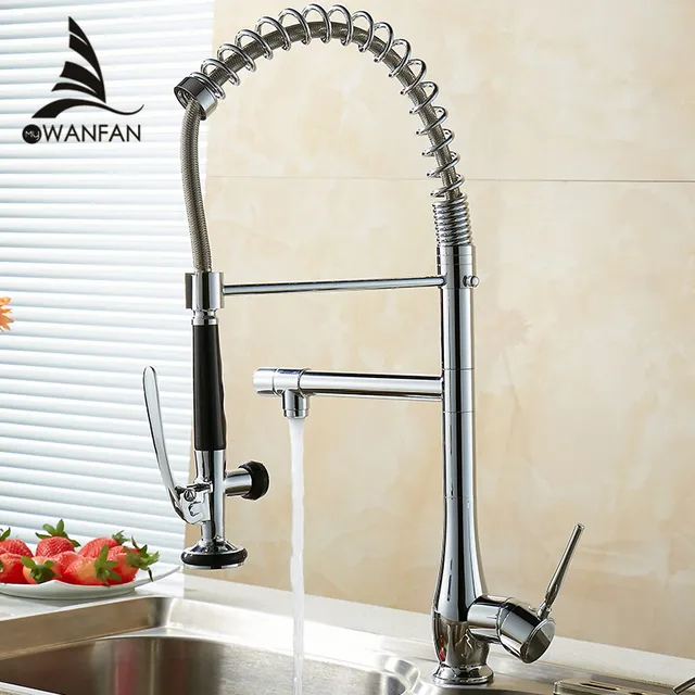 Special Offers Kitchen Faucet Chrome Brass Tall kitchen faucet mixer Sink Faucet Pull Out Spray Single Handle Swivel Spout Mixer Taps MH-4828