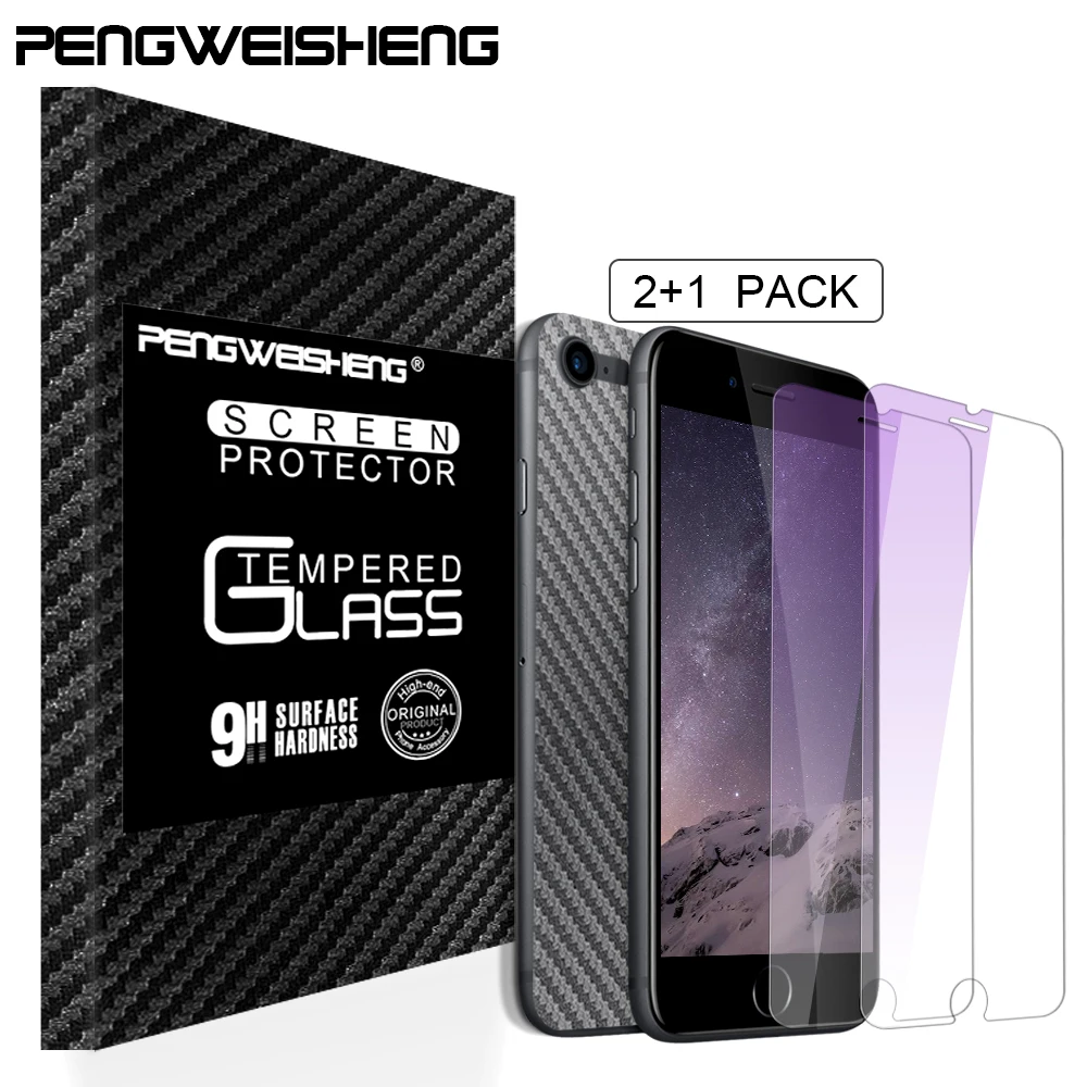 2+1pack For iPhone 8 Screen Protector, Anti Blue Light 9H Hardness HD Clear Tempered Glass for iPhone 7 8 Plus 6s plus