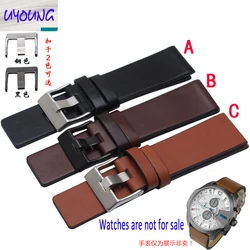 Youyang Plain Leather Watchband Adapter DZ1399 DZ4280 DZ4290 24 26 28mm Diesel Watch Strap pin buckle strap24 26 28 30mm Bands